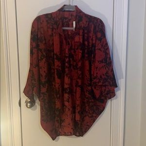 NWT Mink Pink Red Floral Oversized Blouse